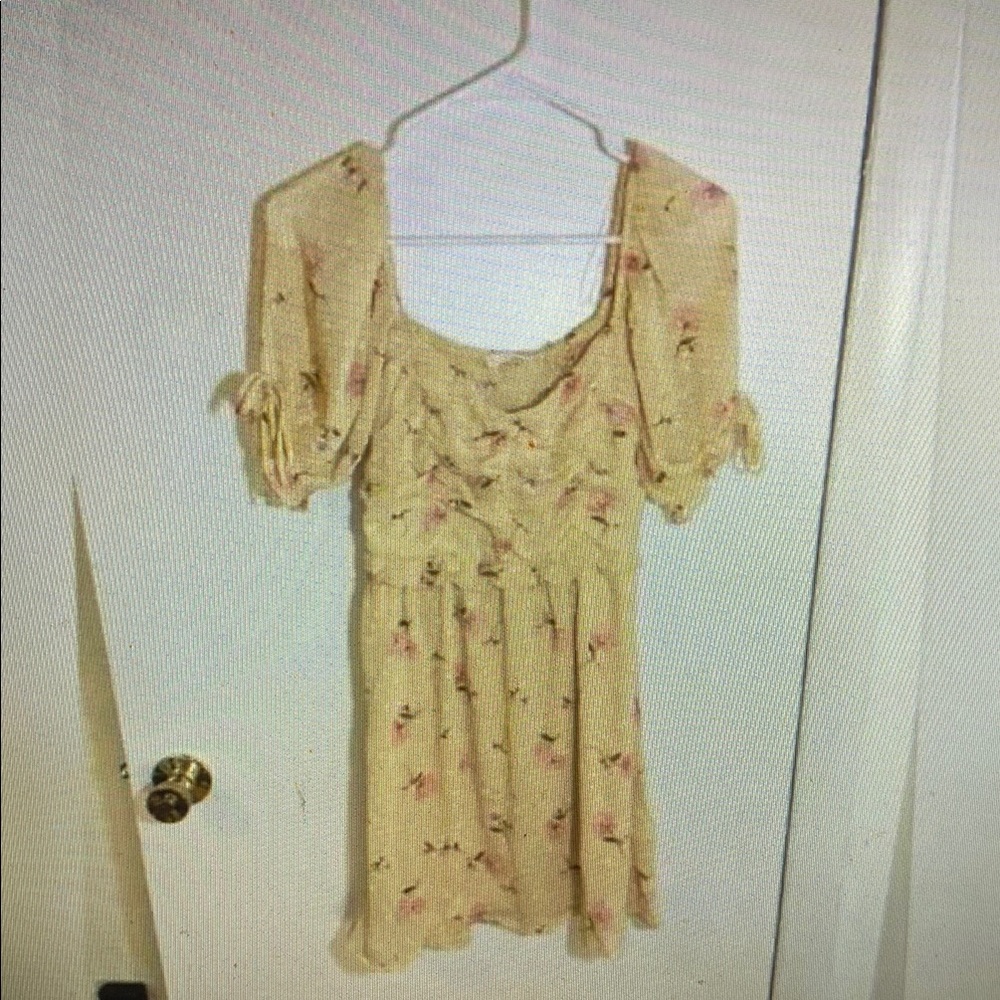 Floral Yellow Dress with Pink Accents